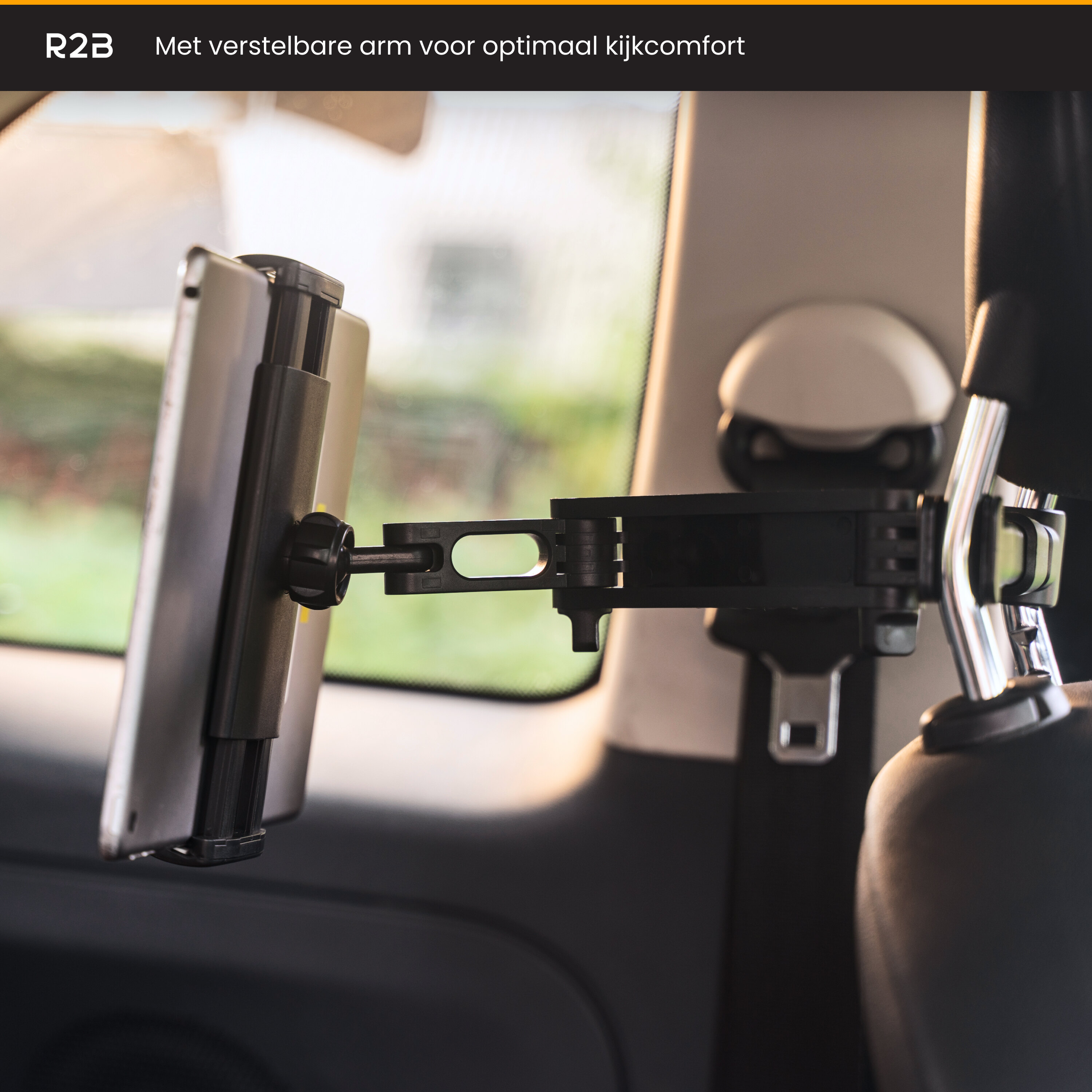 R2B auto tablethouder met verstelbare arm