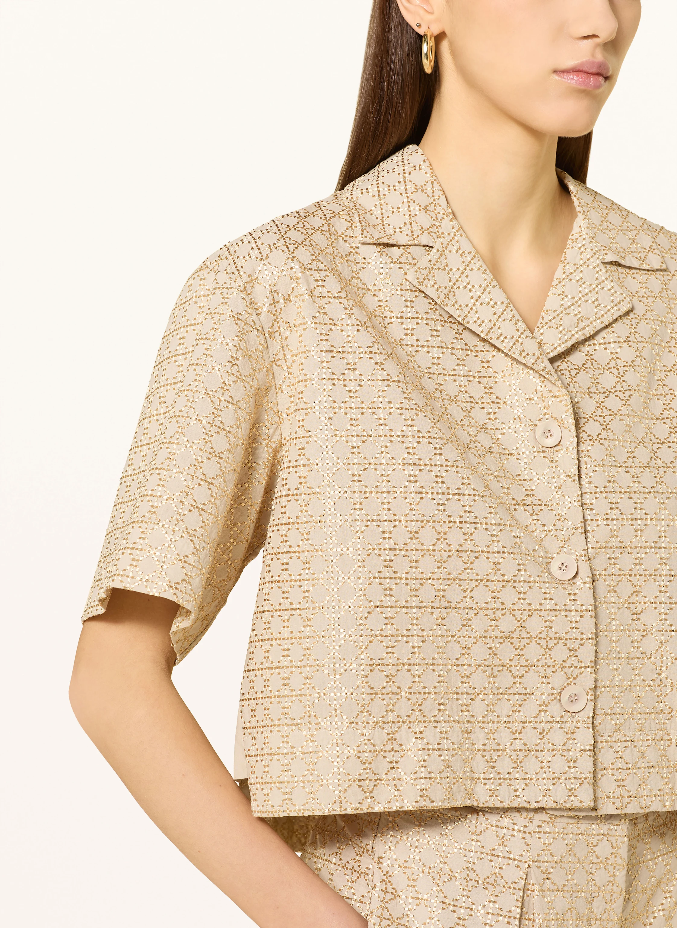 Greek Archaic Kori Cropped-Bluse CROSS mit Glitzergarn