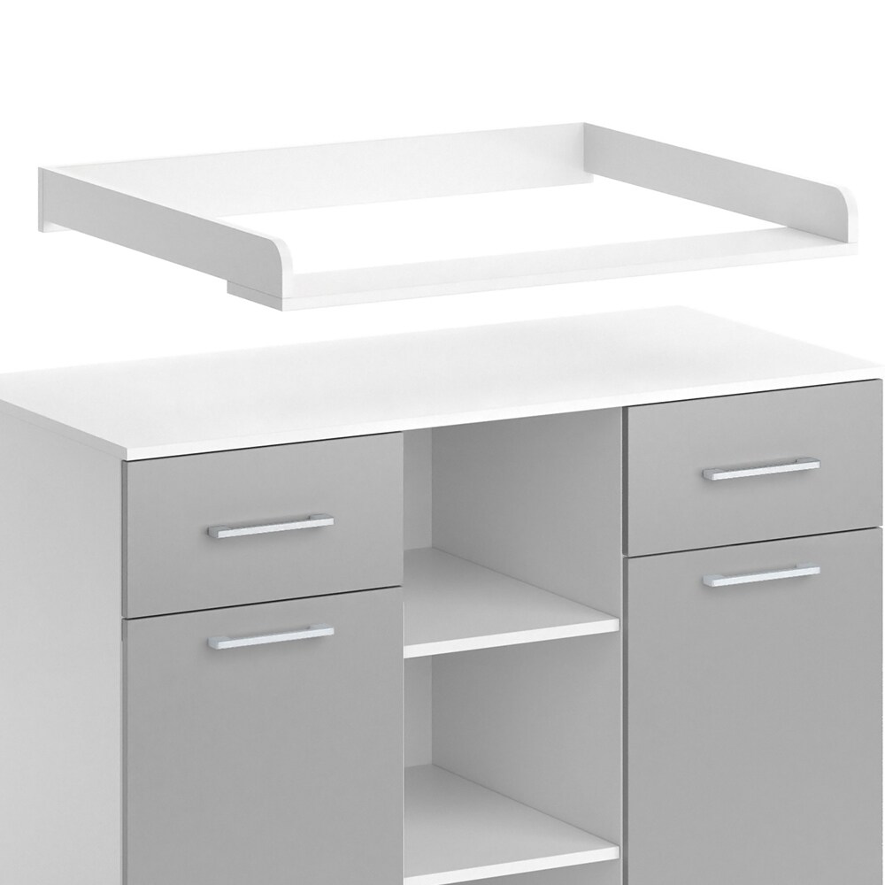 Vicco Wickelkommode Wickeltisch Wickelregal Leonie mit Wickelaufsatz Weiß/Grau