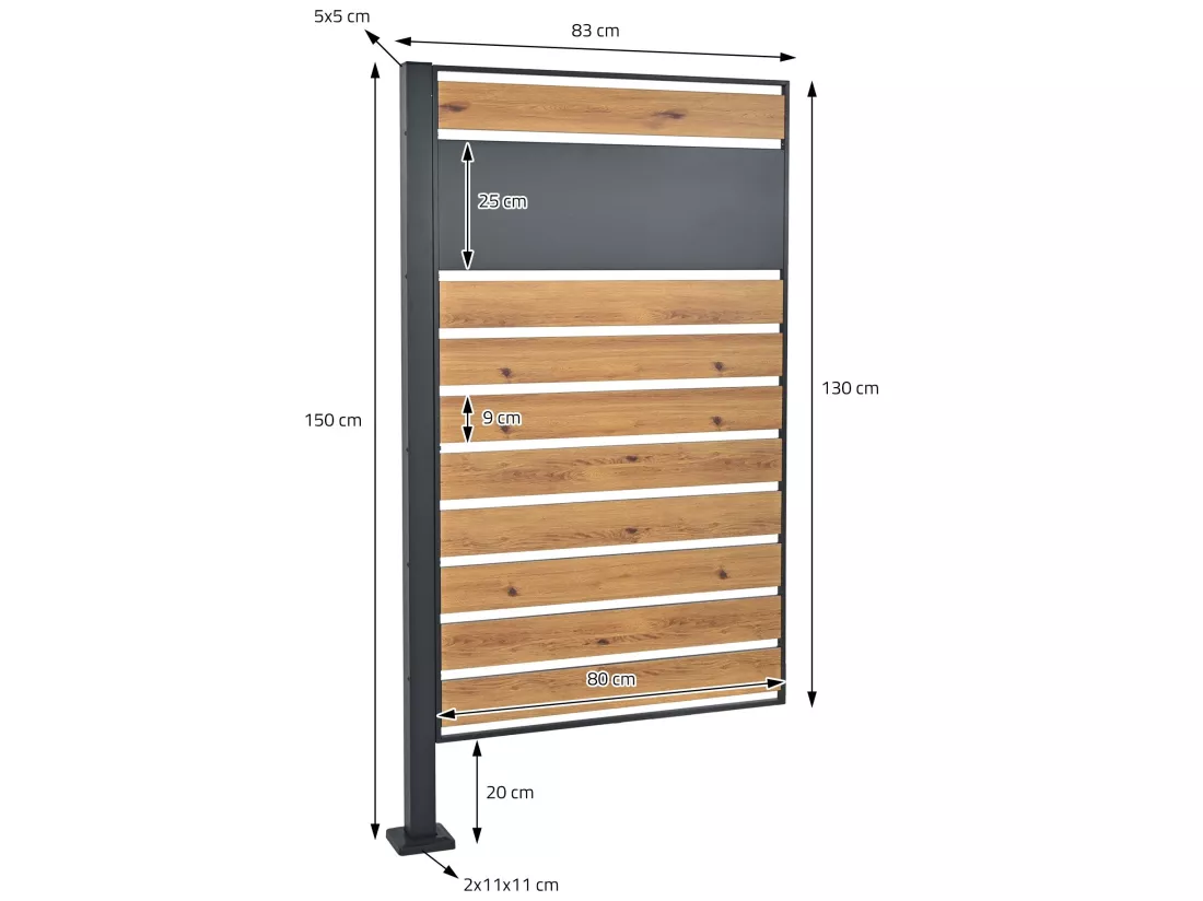 3x Éléments de clôture pour poubelles extensible 91x150x91 cm
