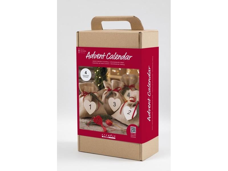 Creativ Company Adventskalender Bastelset Häkeln, 4 Stück Adventskalender mit neuen Bastelprojekten