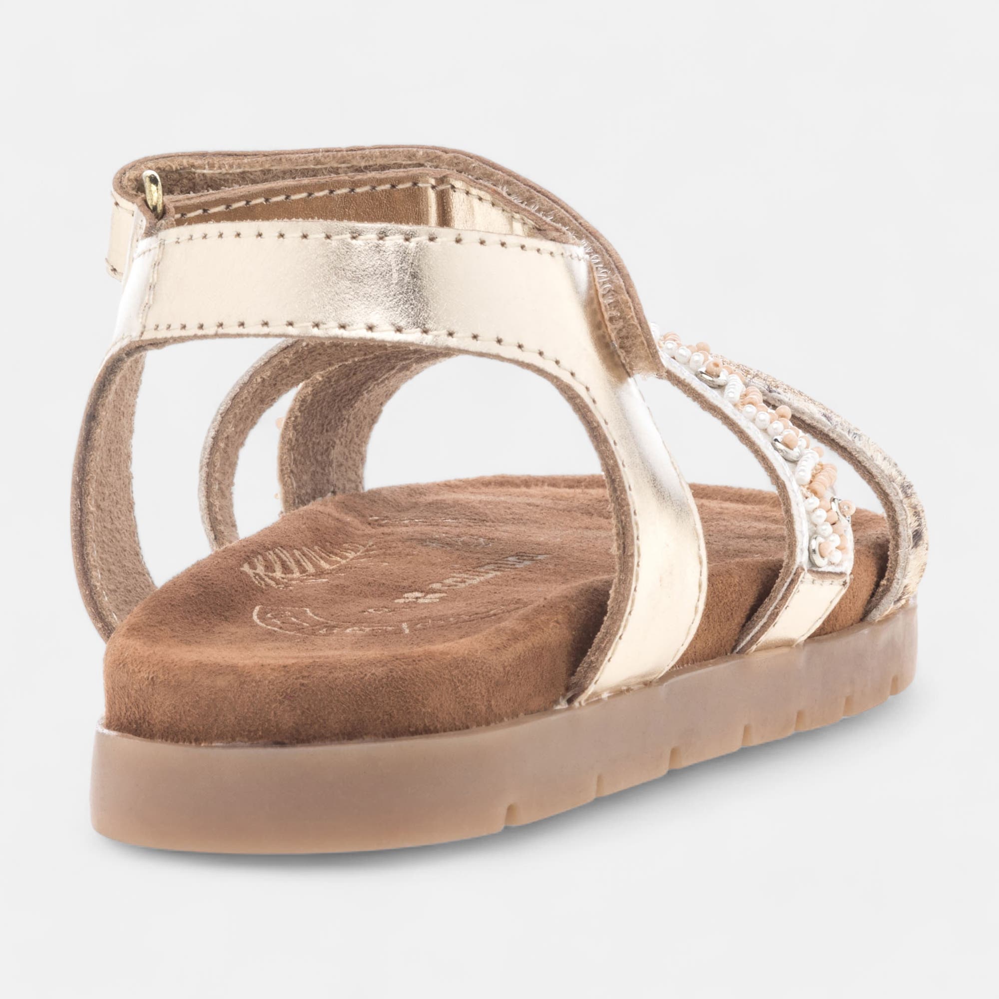 Mules semelle liège Fille en cuir or