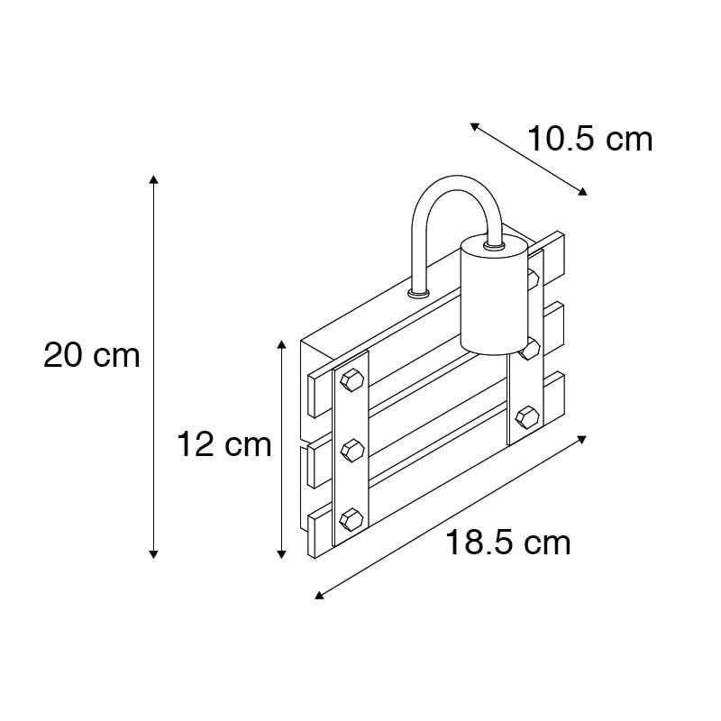 Industriële wandlamp zwart met hout - Paleta Mai