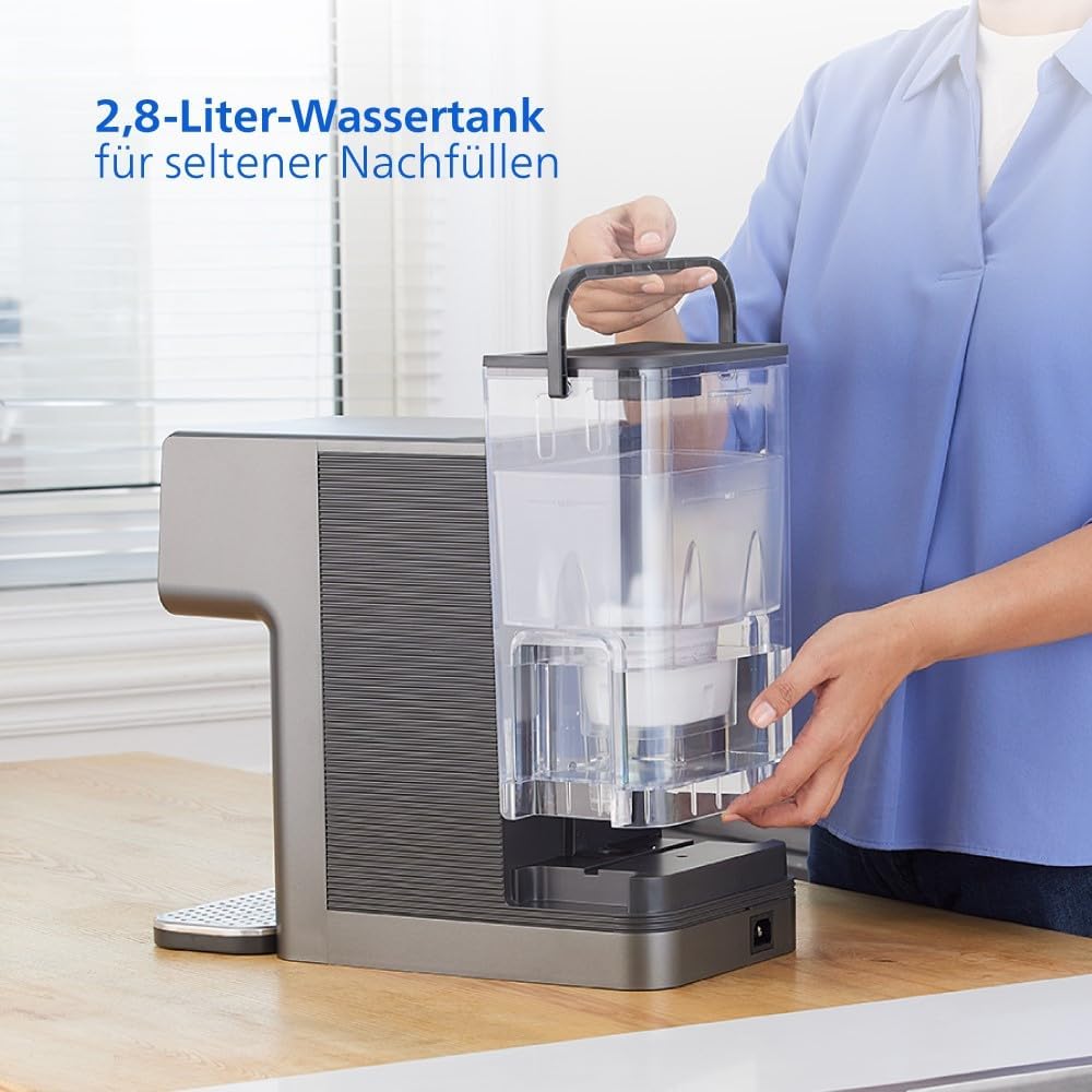 Philips Water Station – Heiß- & Kaltwasserspender mit Filter, 7 Temperatureinstellungen & 5 Volumenvoreinstellungen, 2,8L Fassungsvermögen, Anticalc+ Filter entfernt Chlor, Kalk, Mikroplastik & PFOA