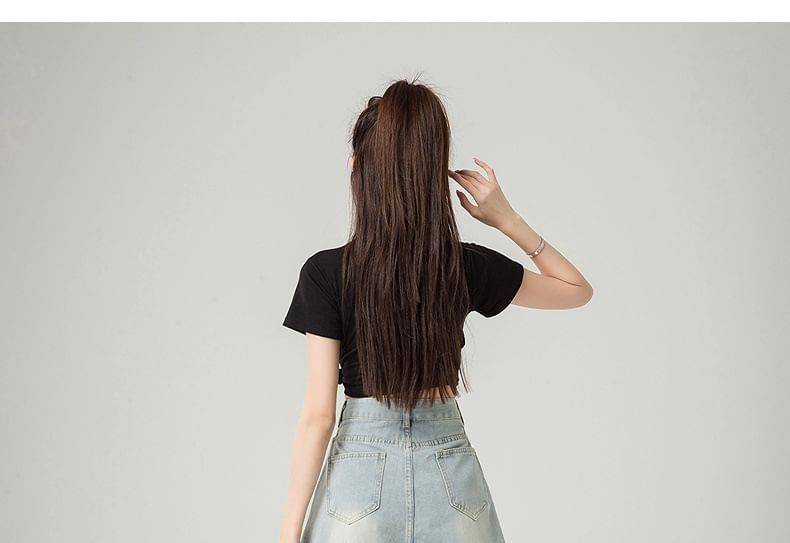 Horrysonie - High Waist Washed Denim Shorts