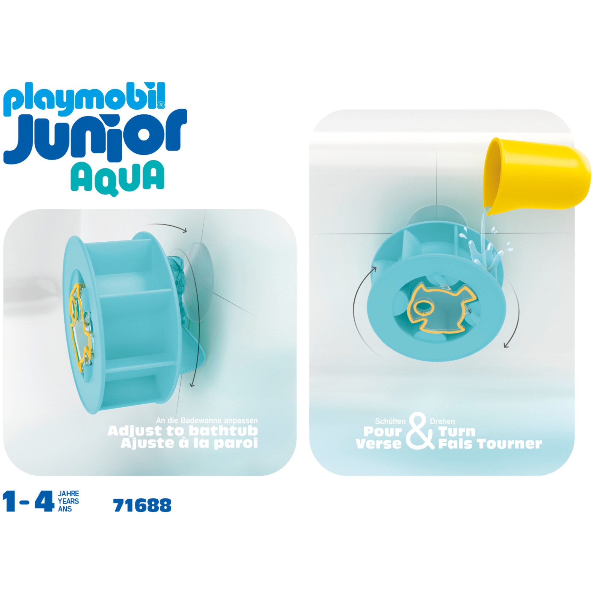 PLAYMOBIL Konstruktionsspielzeug Junior Aqua: Wasserwirbelrad mit Babyhai