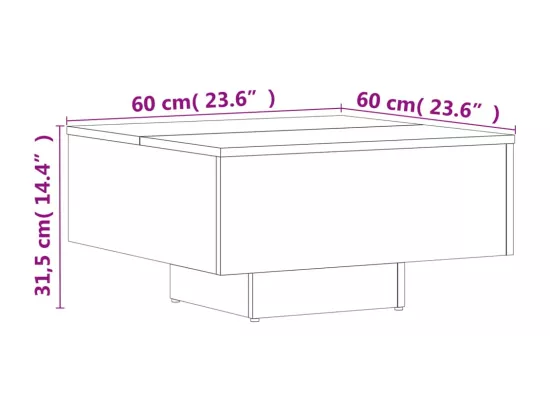 Table basse blanc 60x60x31,5 cm bois d'ingénierie