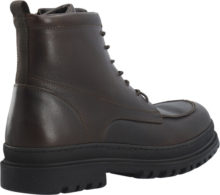 Bianco BIAGRANT Warmlined Moc Toe Lace Up Boot Tumbled Leather Dark brown