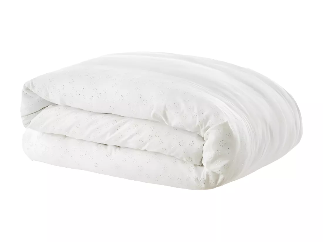 POLA - Housse de Couette 260x240cm Coton Coloris Coco avec Détails Ajourés