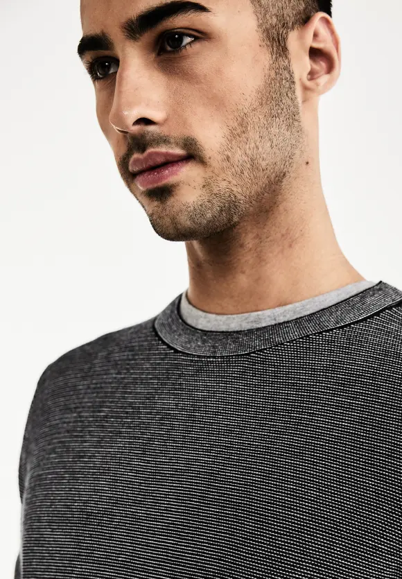 Feiner Slub-Pullover - carbon grey melange