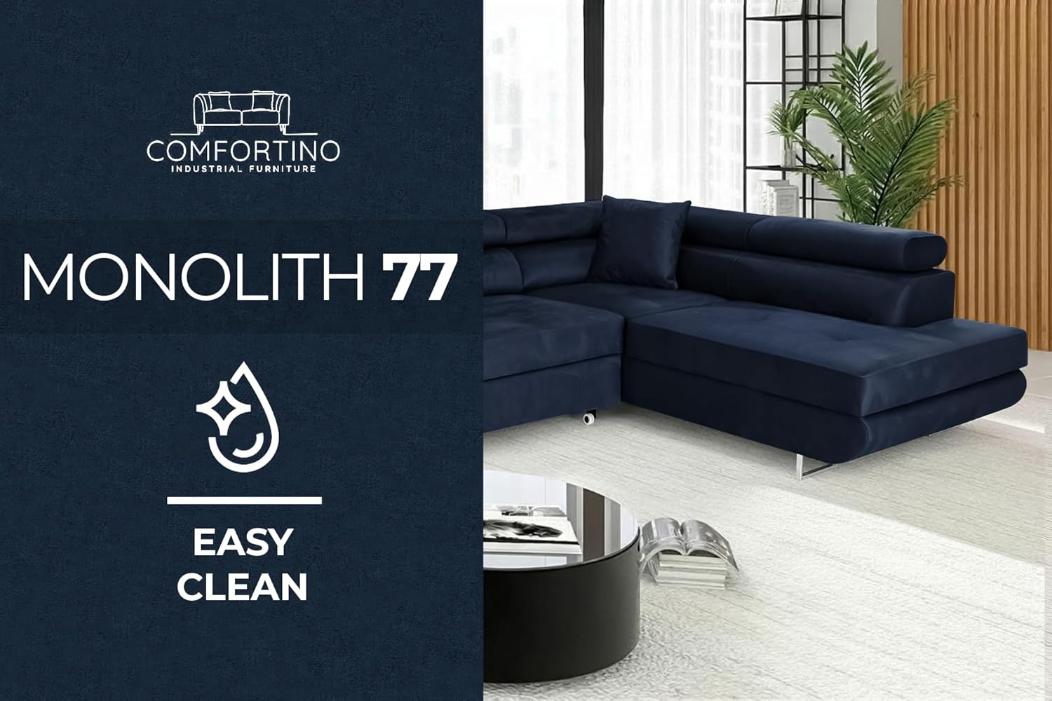 Ecksofa mit Schlaffunktion PASTI L-Form, Sofa Couch mit Bettkasten, 3-Sitzer Eckcouch, Schlafsofa für Wohnzimmer, Big Sofa Couch mit Schlaffunktion (Blau, Ottomane Rechts)