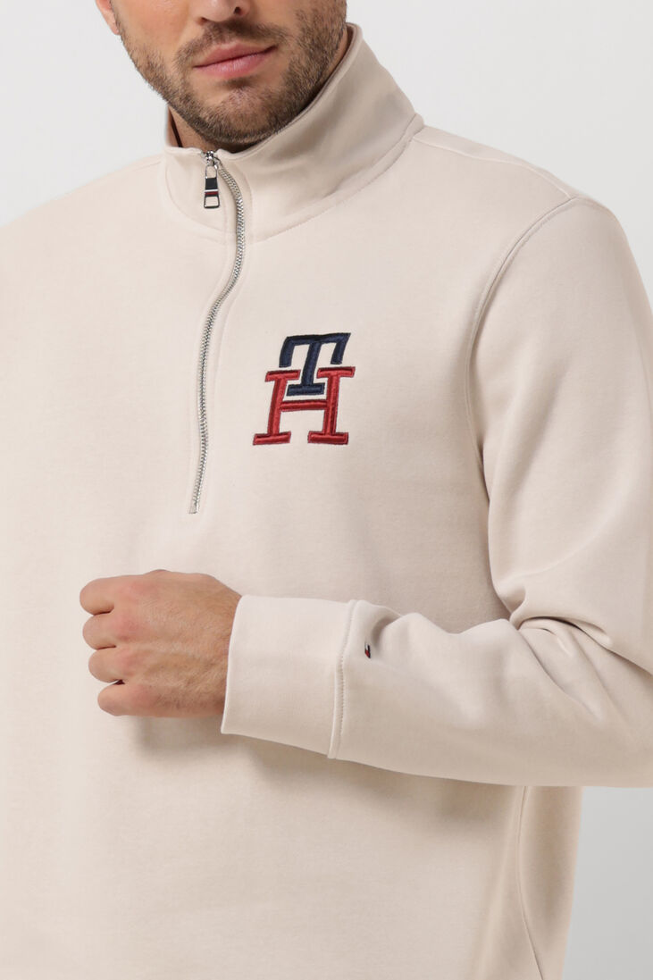 TOMMY HILFIGER gebroken wit tommy hilfiger trui essential monogram half zip