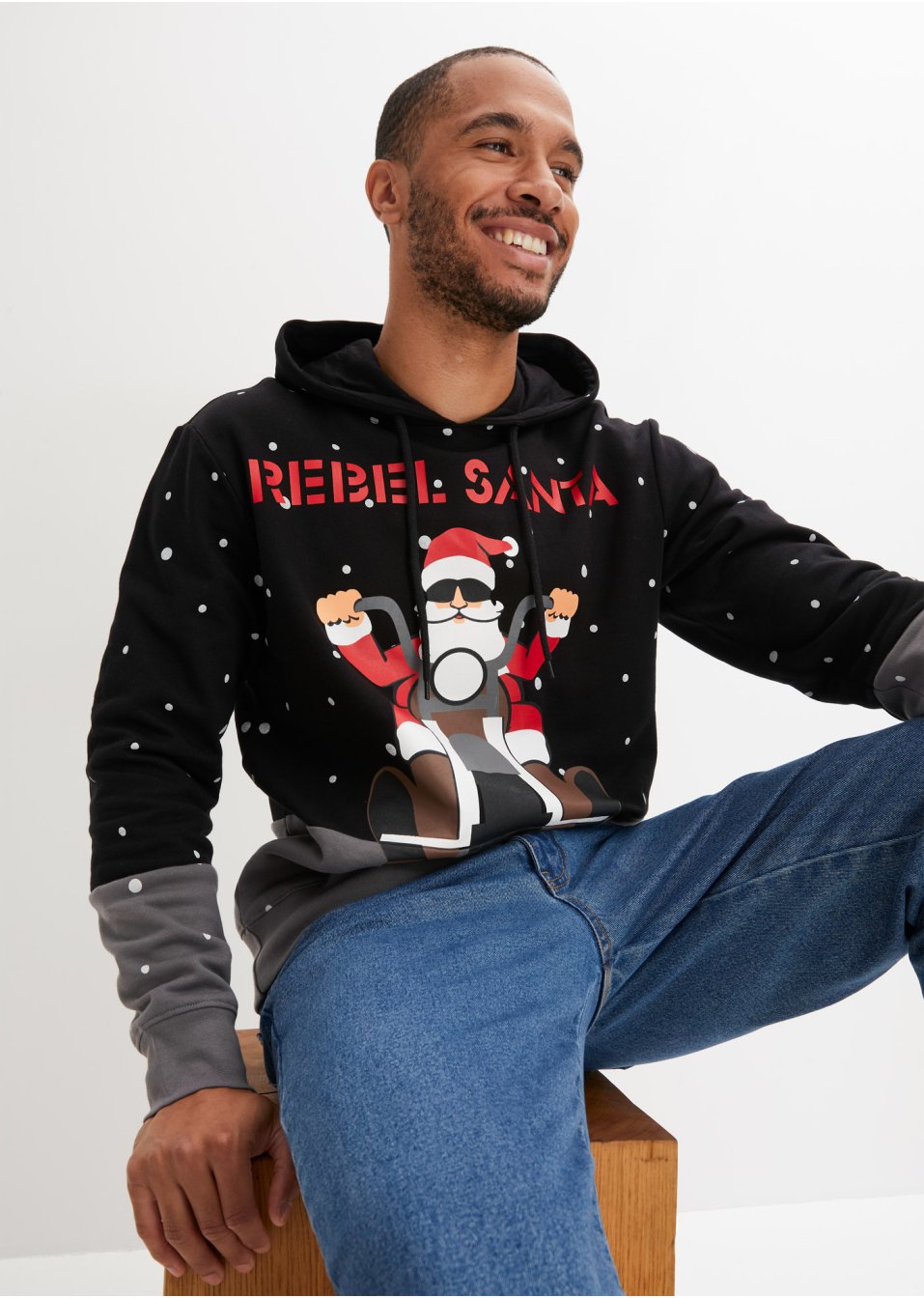 Sweat à capuche en coton bio avec motif de Noël