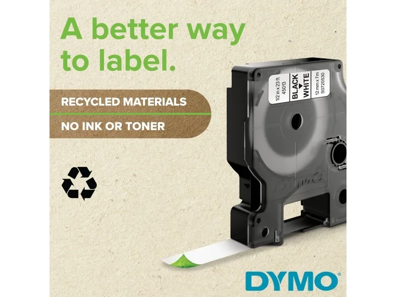 Labeltape DYMO® D1 sort på klar 6mm x 7m