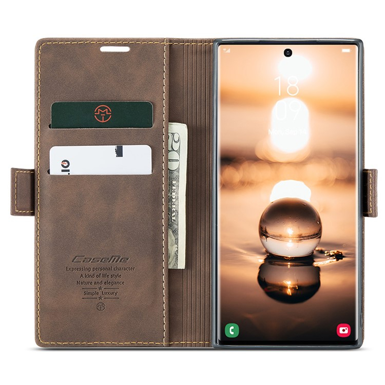 Samsung Galaxy S24 Ultra Leder Tasche Flip Wallet Etui mit Kartenfächern - Dunkelbraun