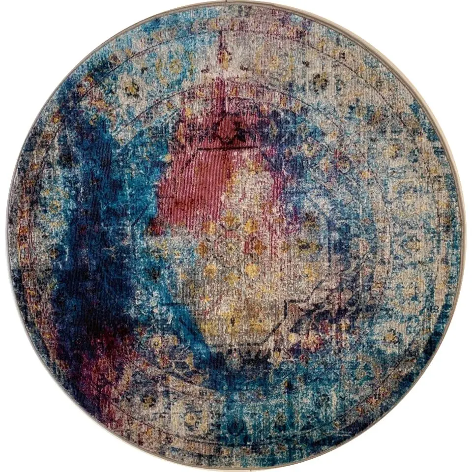 Picasso Heriz Vintage Rond Vloerkleed Multi / Blauw Laagpolig - 200 CM ROND