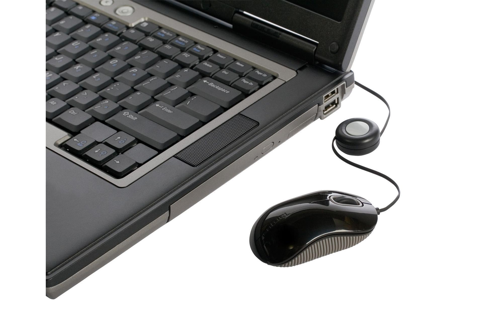 Mobile Maus Compact Blue TraceOptische Mini-Maus, USB, schwarz-grau