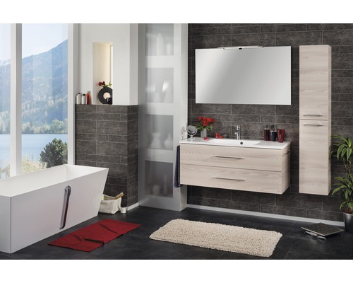 Badkamermeubelset FACKELMANN B.clever 120 cm met wastafel Alaska Ash