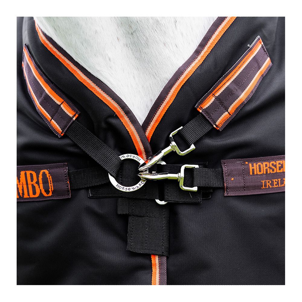 Horseware RAMBO SUPREME 1680D 200G - Couverture de paddock + couvre-cou black/orange/tan/brown