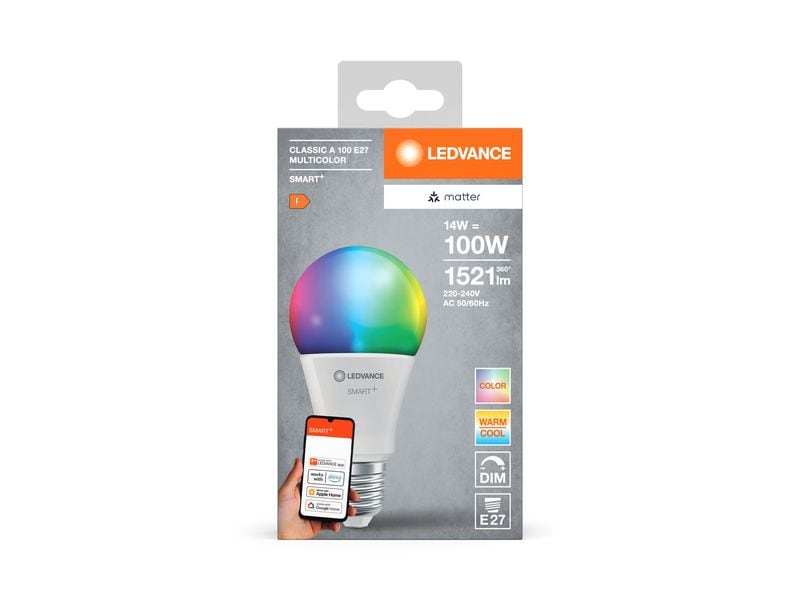 Ledvance SMART  Matter Classic A100 Multicolor 14W 827-865 Klassische Kolbenform mit Matter technologie