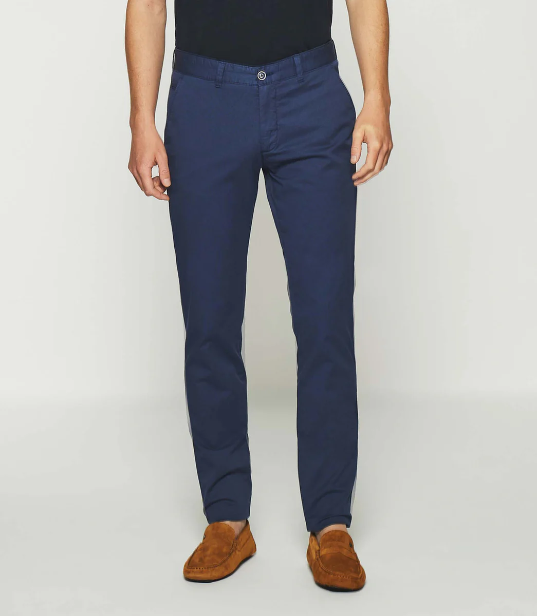 Pantalon slim à imprimé marine
