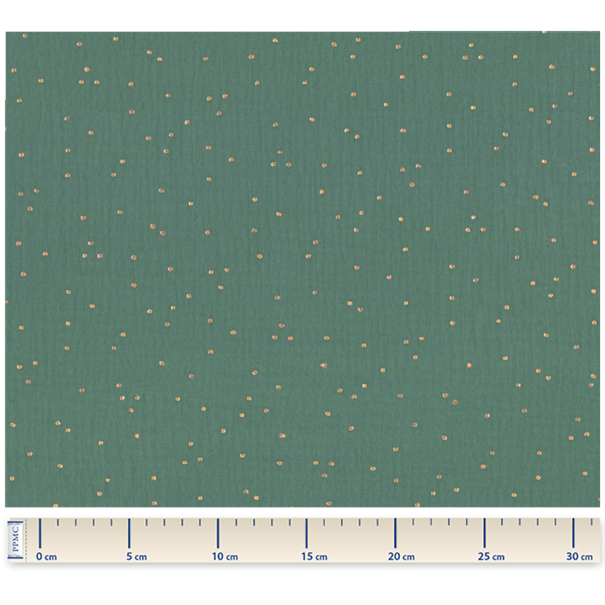 Coupon Tissu 1 M Gaze Pois Or Eucalyptus