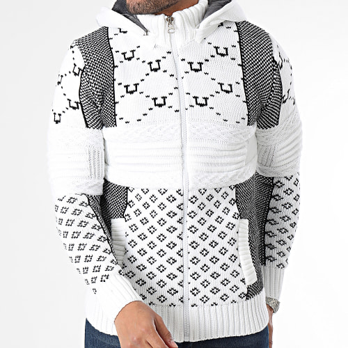 Gilet Capuche Blanc Noir