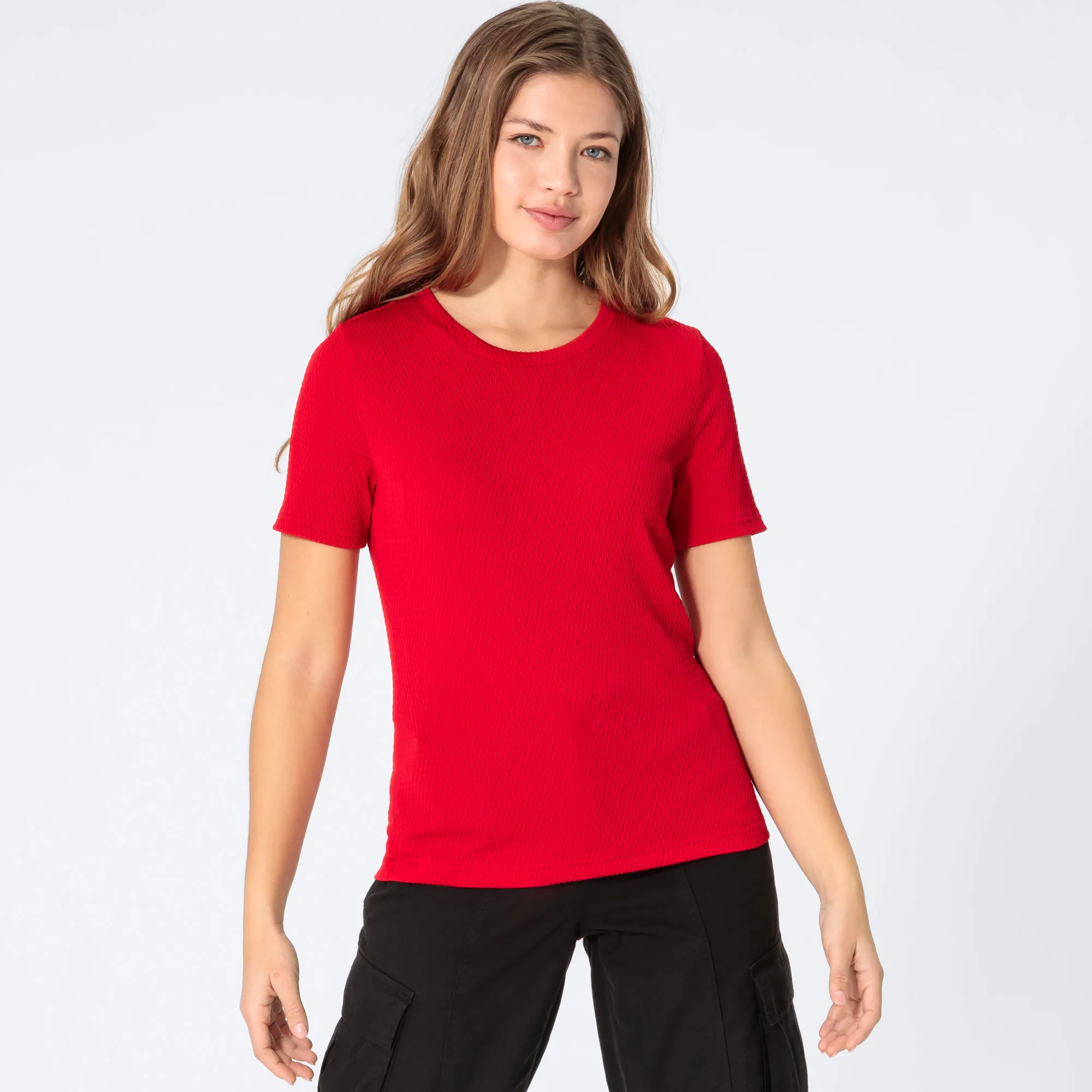 Damen-T-Shirt mit Struktur-Effekt