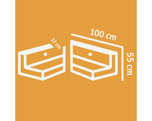 Hoeksteun, tweedelig, zichtbeton, grijs, 100 x 12 x 55 cm, basisdiepte = 30 cm