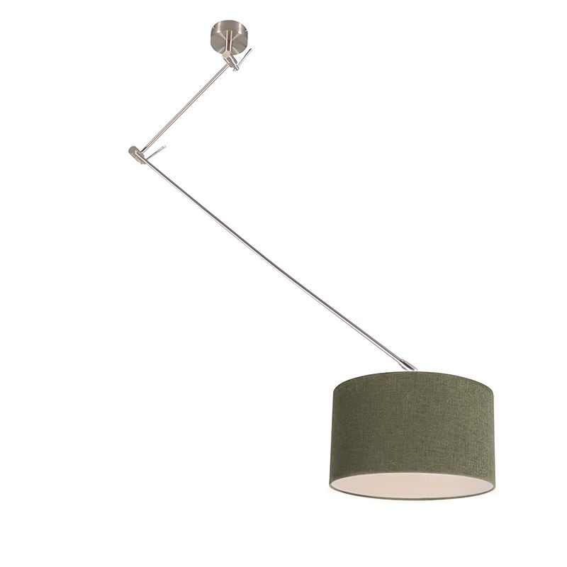 Hanglamp staal met kap 35 cm groen verstelbaar - Blitz
