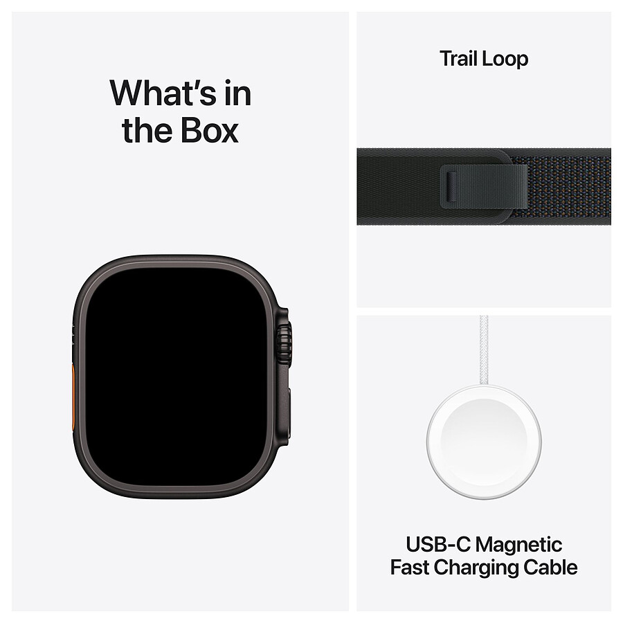 Apple Watch Ultra 2 GPS + Cellular 49 mm - Titane Noir - Bracelet Trail Noir M/L