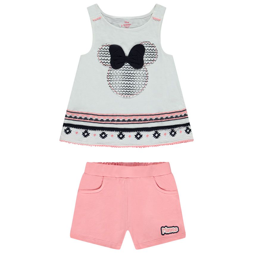 Ensemble débardeur fantaisie Minnie Disney avec broderies + short pour fille - Multicolore