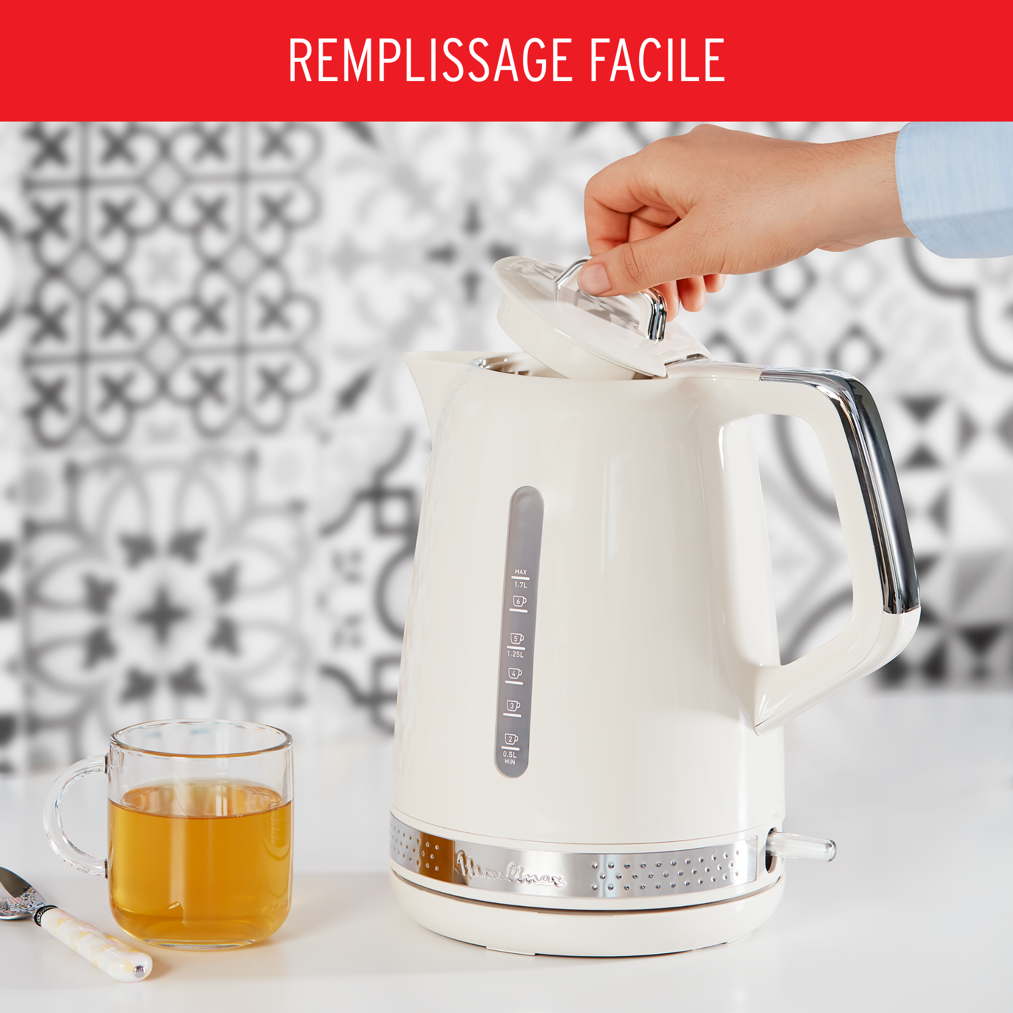 Bouilloire électrique Soleil Ivoire, 1,7 L, Design retro vintage