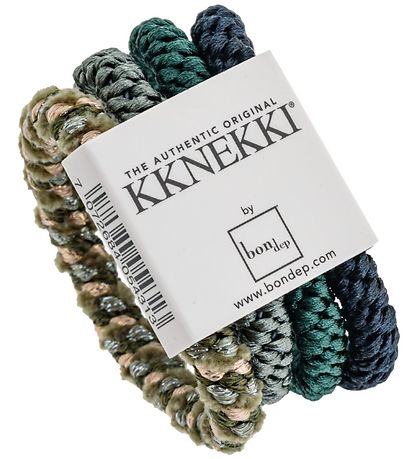 Kknekki Haargummis - 4er-Pack - Navy/Grün/Glitzer Mix