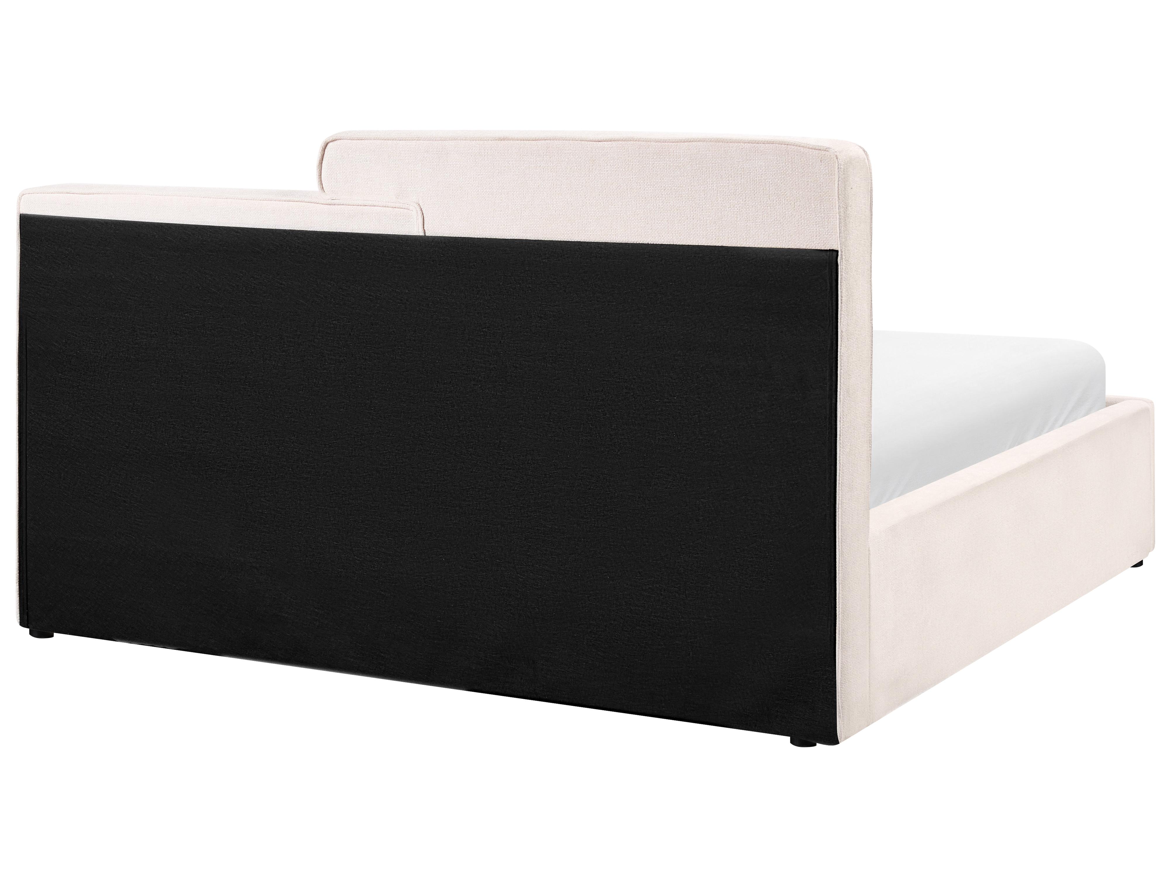 Bed met opbergruimte Stof LAGARDE 160 x 200 cm Gebroken wit