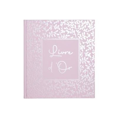 Exacompta Autentik - Livre d'or - 210 x 190 mm - 70 feuilles / 140 pages - papier blanc - motif floral - candy pink cover - carton recouvert de papier