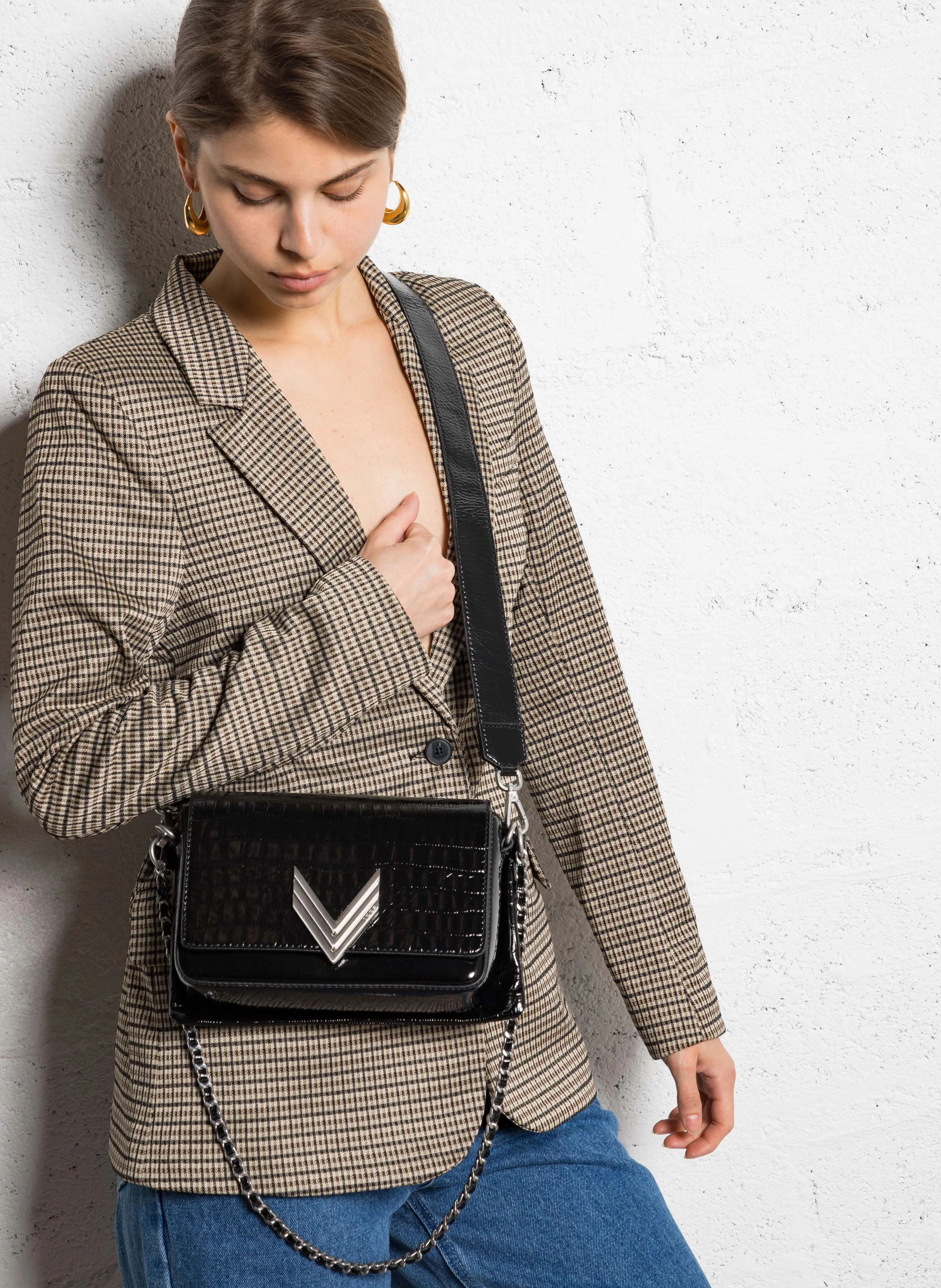 111 - Sac bandoulière en cuir | Noir