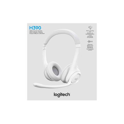 Logitech H390 - Casque filaire avec micro - USB-A - blanc cassé