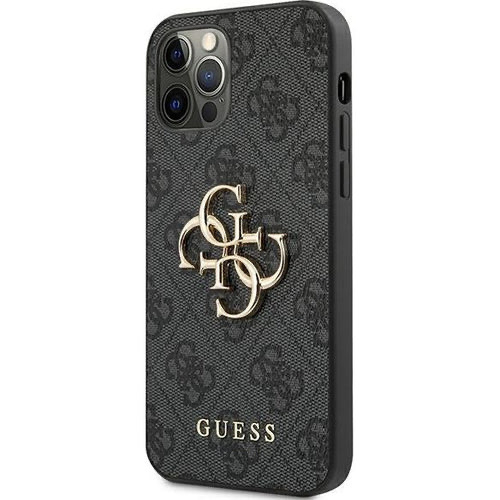 iPhone 12 / iPhone 12 Pro Leder Hardcase Hülle 4G Big Metal Logo (GUHCP12M4GMGGR) - Schwarz / Gold