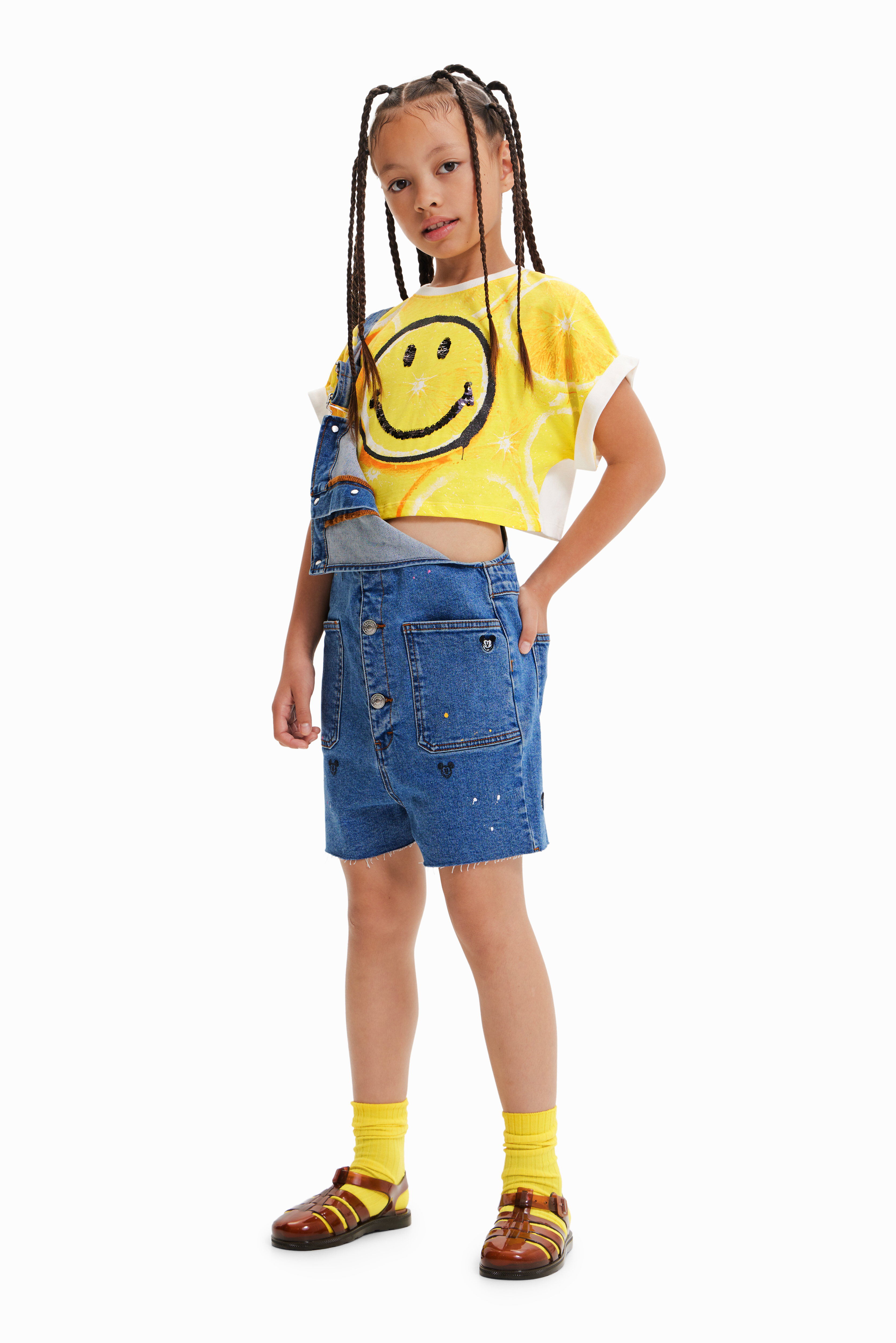 T-shirt court citron Smiley