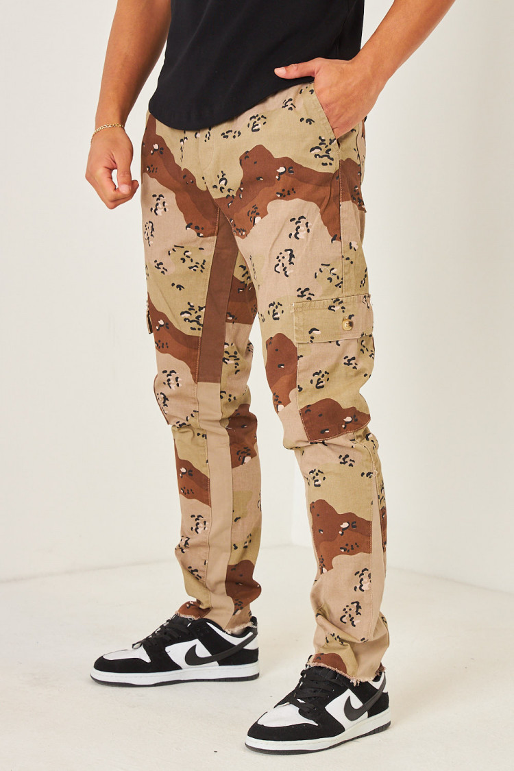 Pantalon de jogging camouflage beige et marron tacheté