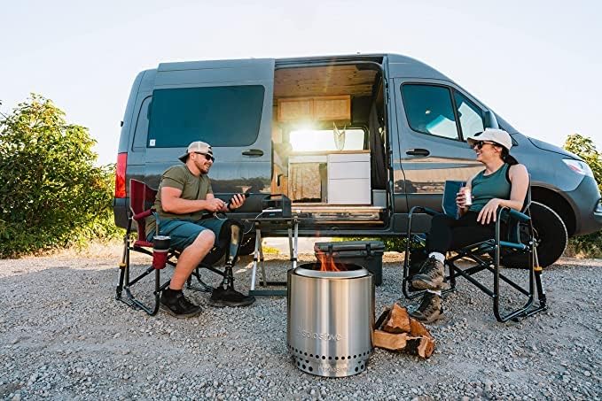 Solo Stove Feuerschale Ranger 2.0 mit Standfuß | Feuerstelle zur Raucharmen Holzverbrennung, Herausnehmbare Auffangschale, Mobile Outdoor Feuertonne für Unterwegs, Edelstahl, 38 x 41,5 cm, 7,3 kg