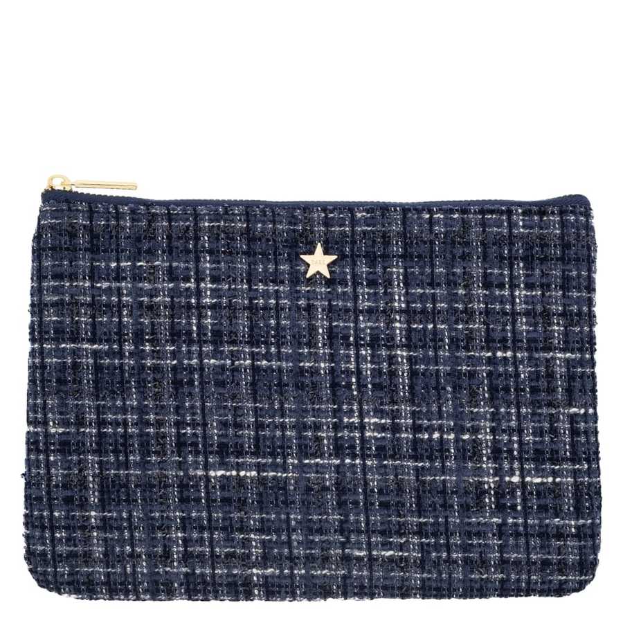 DARK Tweed Small Pouch Navy Blue