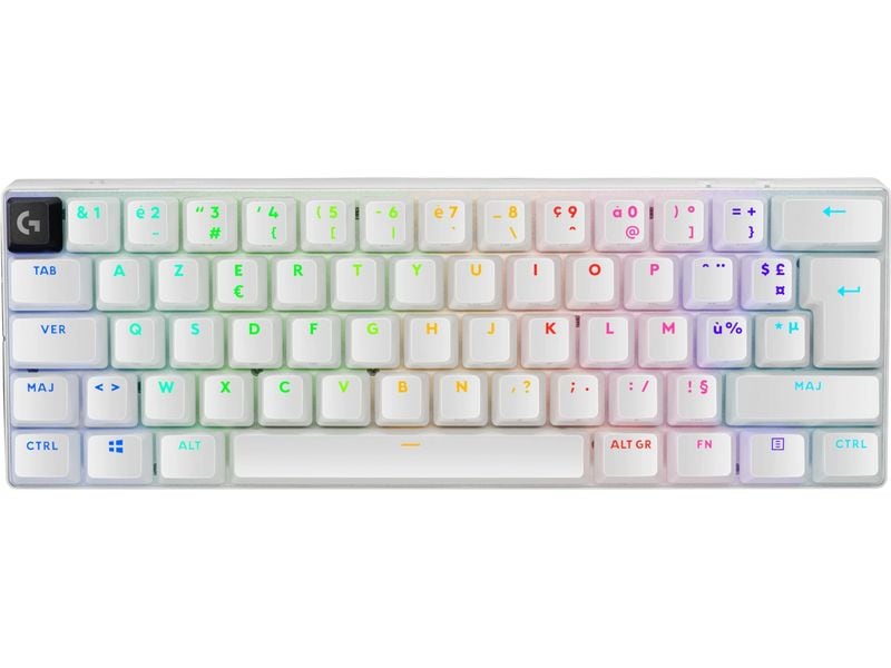 Logitech Gaming-Tastatur Pro X 60 Lightspeed White Kabellose 60%-Gaming-Tastatur mit Logitech Lightspeed-Technologie und RGB-Beleuchtung