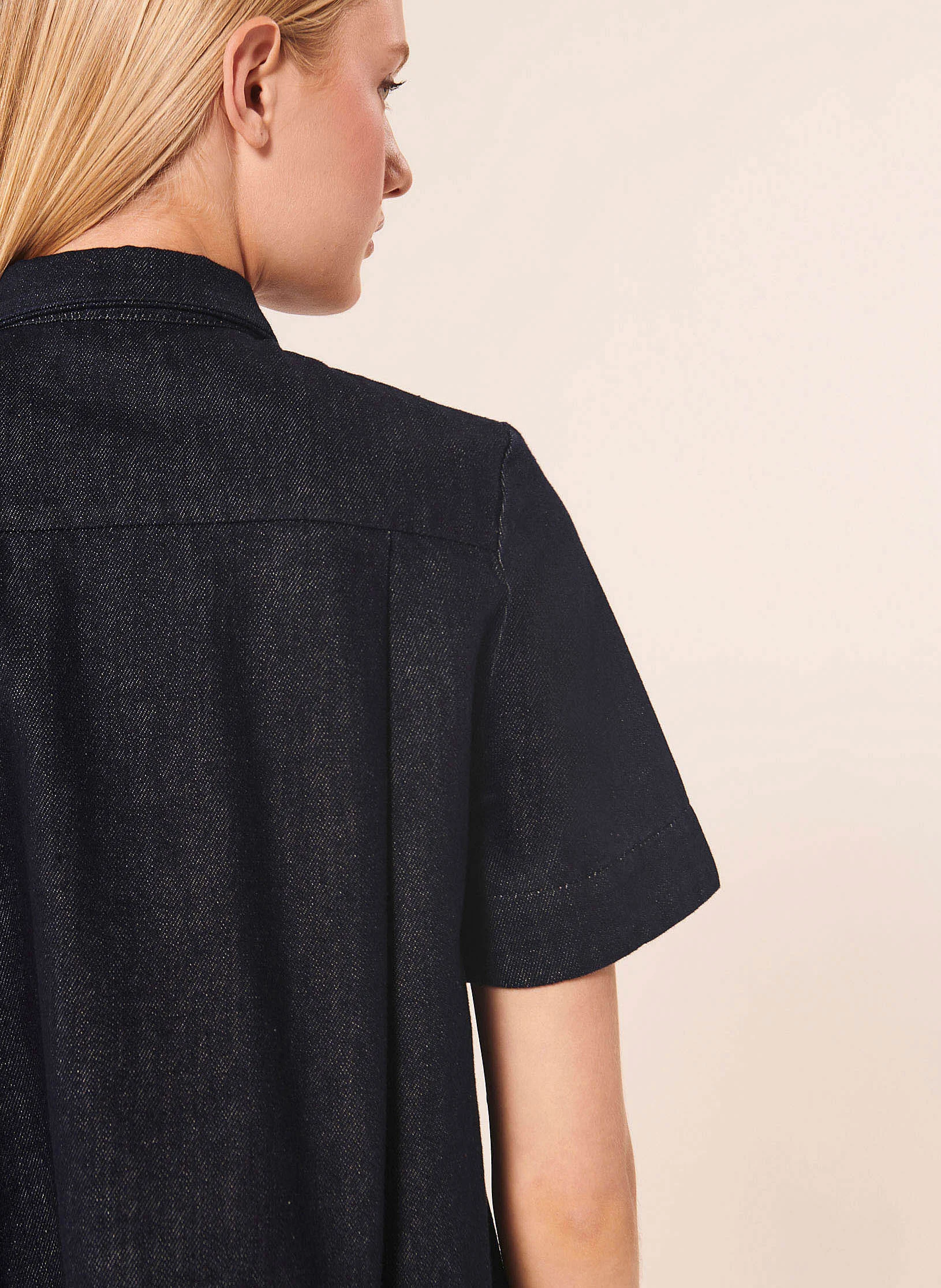 CAMILIA - Chemise ample col classique en denim | Bleu