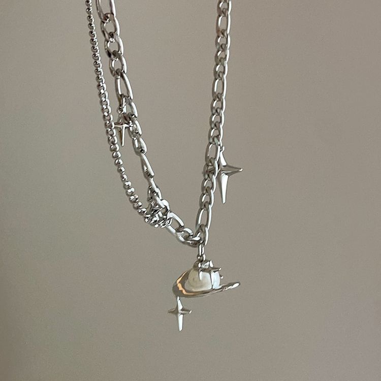 Gemsha - Planet Faux Pearl Hanger Legering Ketting