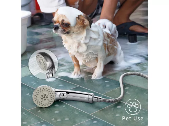 Pommeau de Douche Chromé avec Bouton Stop Douchette à Main 5 Jets au Choix Pomme de Douche Picots Anticalaire Type Universel