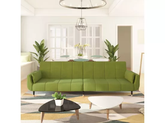 Canapé-lit à 2 places avec deux oreillers Vert clair Velours