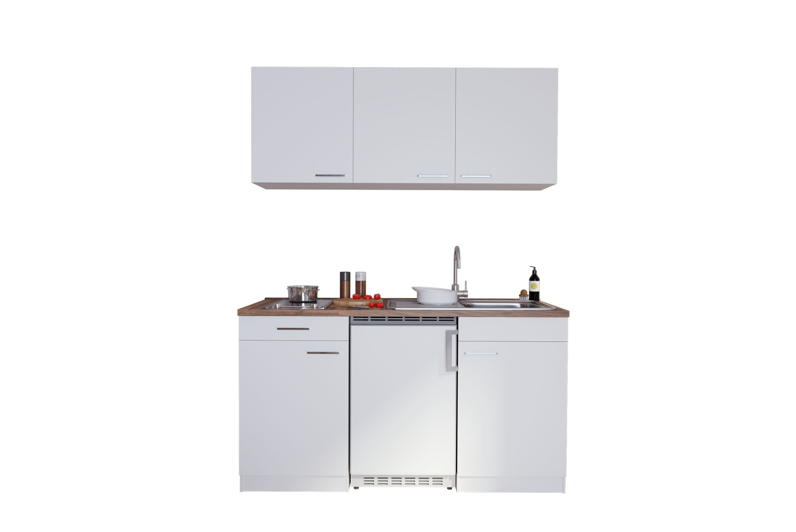 RESPEKTA Küchenzeile - weiß - mit E-Geräten - 150 cm