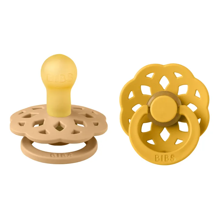 Bibs Tétines en caoutchouc naturel Bohème - Set de 2 | Jaune